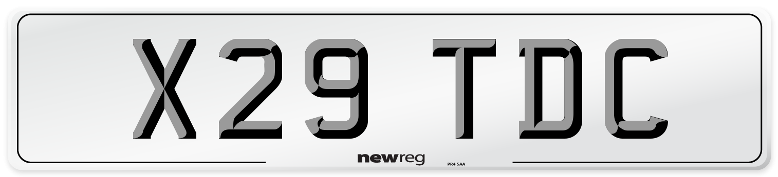 X29 TDC Number Plate from New Reg
